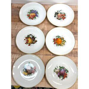 VINTAGE BAVARIA GERMANY GOLDEN CROWN E&R HARVEST FRUIT ORCHARD DESSERT PLATES
